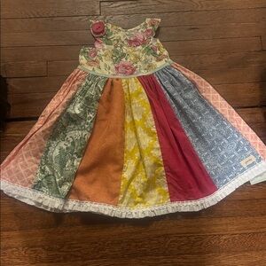 New, Persnickety Multicolor Floral Patchwork Dress, Size 7